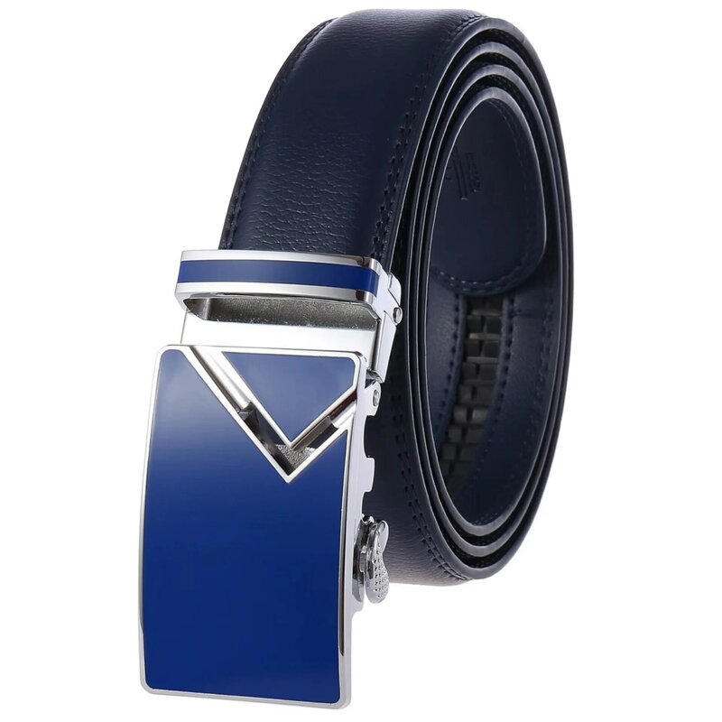 New Arrival White & Black Men Belts Automatic Alloy Buckle Male Belt Genuine Cowskin Leather Korea Golf Belt Plus Size 110-130cm