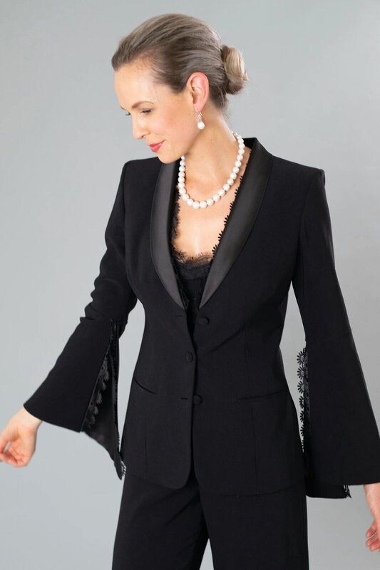 Último traje de dos piezas para mujer, chaqueta ajustada de alta calidad, hecha a medida, 2023