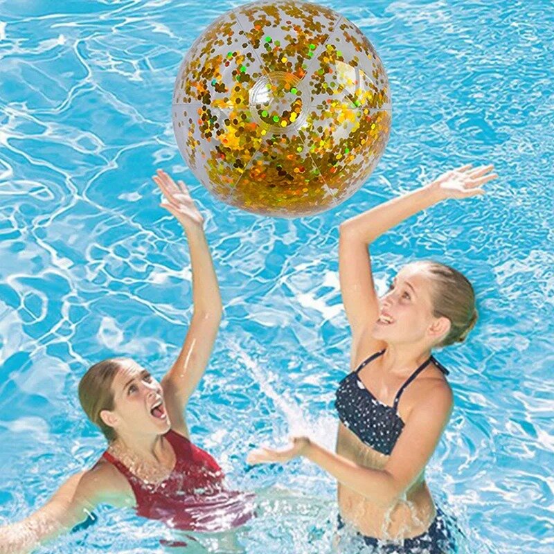 Надувной Блестящий пляжный мяч, летние водные игры, блестящие мячи для бассейна на открытом воздухе, детские игрушки для детей и взрослых, водные виды спорта