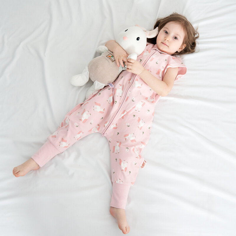 Tas Tidur Bayi dengan Kaki Musim Semi Musim Panas Selimut Dapat Dipakai dengan Kaki Katun Karung Tidur untuk Balita Lembut Bayi Baju Monyet Bayi Baru Lahir