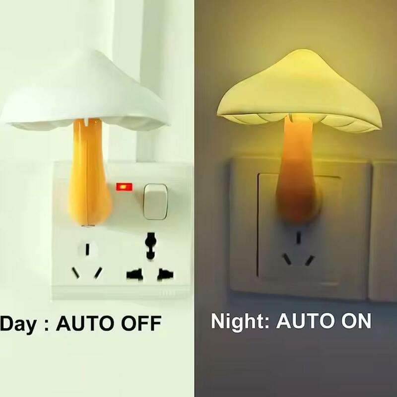 Luces LED de noche con forma de seta para dormitorio, Sensor automático, lámparas de mesita de noche para escaleras de baño, Sensor de control de luz, luces decorativas