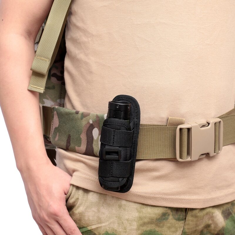 Tactische Nylon Case Voor Zaklamp Riem Holster Houder Voor Duty Riem Jacht Zaklamp Pouch 360 Graden Soft Pouch Pocket