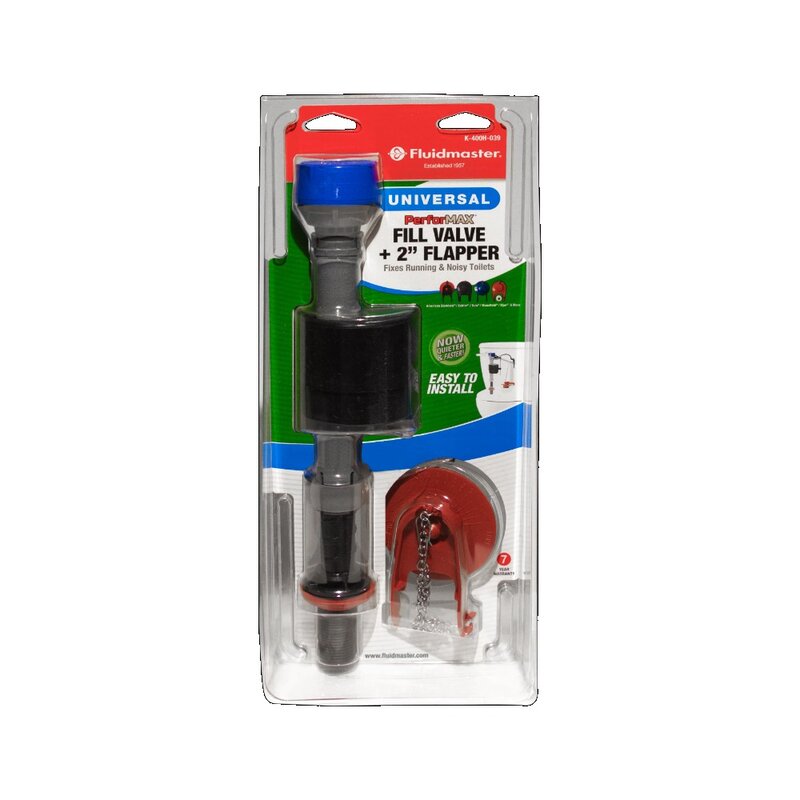 Fluidmaster K-400H-039 PerforMAX Toilet Fill Valve and 2" Flapper Repair Kit, Plastic, 1-Pack, Height 13.9in
