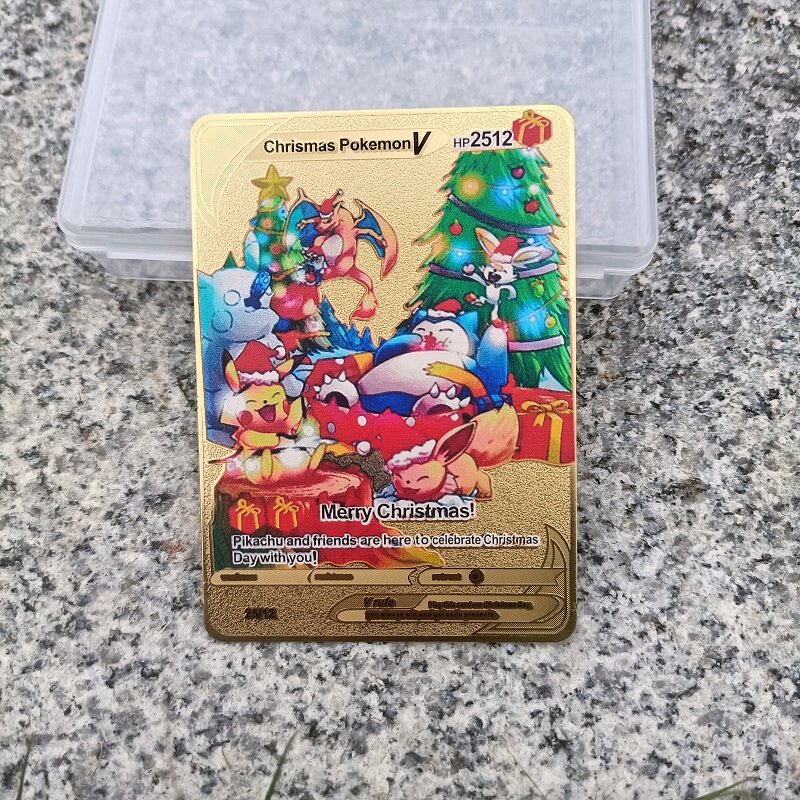 Nowa Pokemon metalowa złota karta Mewtwo Eevee Arceus karta energetyczna Gengar Ash Ketchum rzadka kolekcja gier bitwa trener karta prezent dla dzieci