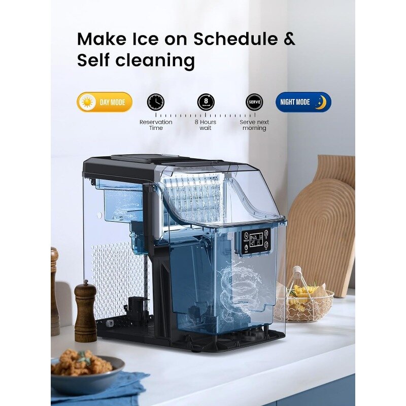 Kndko Ice Makers Countertop 45lbs,2-Ways Add Water,Ice Maker Self Cleaning,Ice Size Control,24H Timer