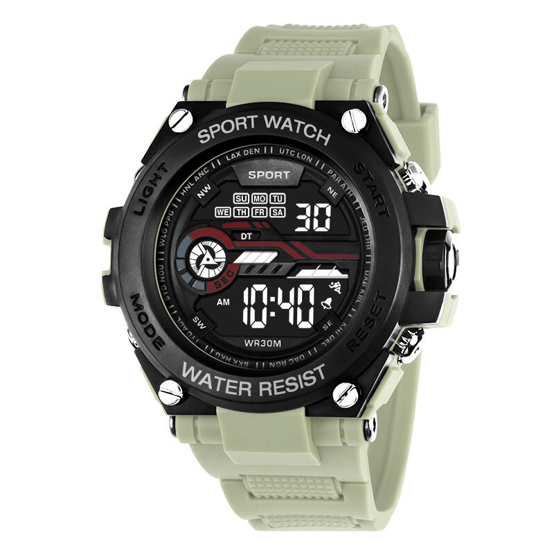 Cyfrowy zegarek męski wodoodporny chronograf świecący zegarek sportowy Outdoor wyświetlacz LED żołnierz zegarki na rękę
