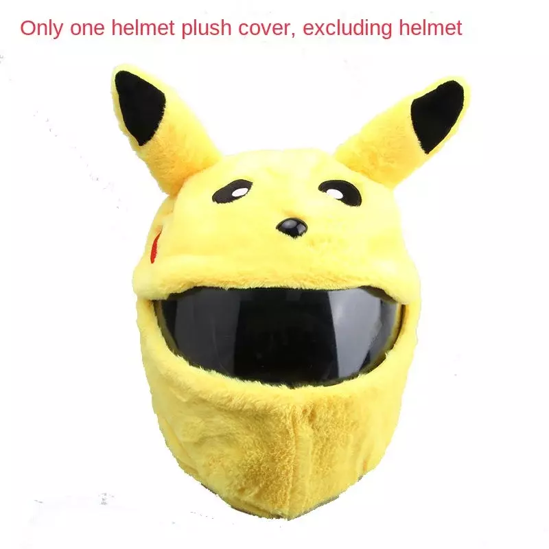 Pokemon Pikachu Capacete Capa Adequado para Moto Capacete Rosto Completo Capacete Modular capa capacete pikachu Pelúcia Decoração Capa Protetora