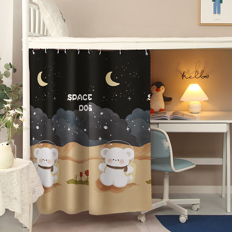 2PCS Bed Curtain for Boy Girl Dormitory Mosquito Net Integrated Upper Shop Lower Shade Cloth Bedroom Bed Canopy Cartoon Decor