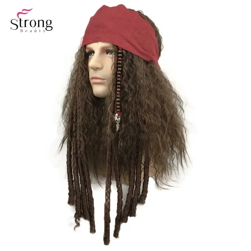 StrongBeauty-peluca pirata de Jack Sparrow, pelucas de capitán y accesorios completos, cabello sintético, Cosplay