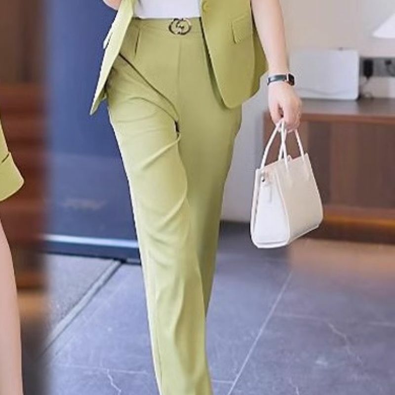 Women Summer New Fashion Short Sleeved Suit Jacket Matching Set 2024 Korean Elegant Thin Blazers Pants Two Piece Female Clothing