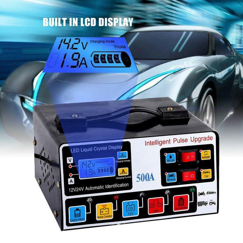 Carregador de bateria automático do carro, reparo do pulso, exposição do LCD, tomada da UE, alta frequência, poder superior, carregador rápido esperto