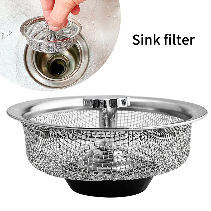 1~10PCS Stainless Steel Sink Filter Waste Disposer Outfall Mesh Strainer Sewer Outfall Hair Stopper Kitchen Tool Kitchen