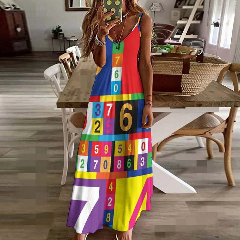 女性のためのカラフルなノースリーブのサマードレス,数字,フォーマル,2023