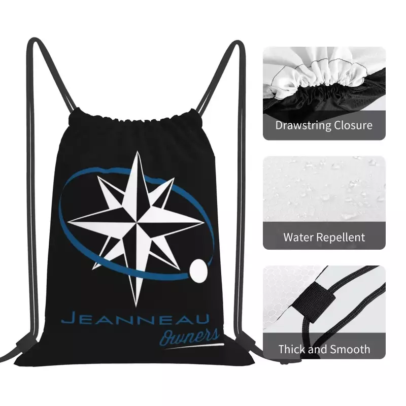 Jeanneau Yachts (4) mochilas informales portátiles con cordón, paquete de cordón, bolsillo, bolsa deportiva, bolsas de libros para la escuela de viaje