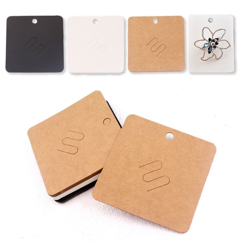 100Pcs/Lot 7X7cm Brooches Display Card Blank Kraft Paper Tag Jewelry Packaging Card Small Business Sale Hang Price Tag Card
