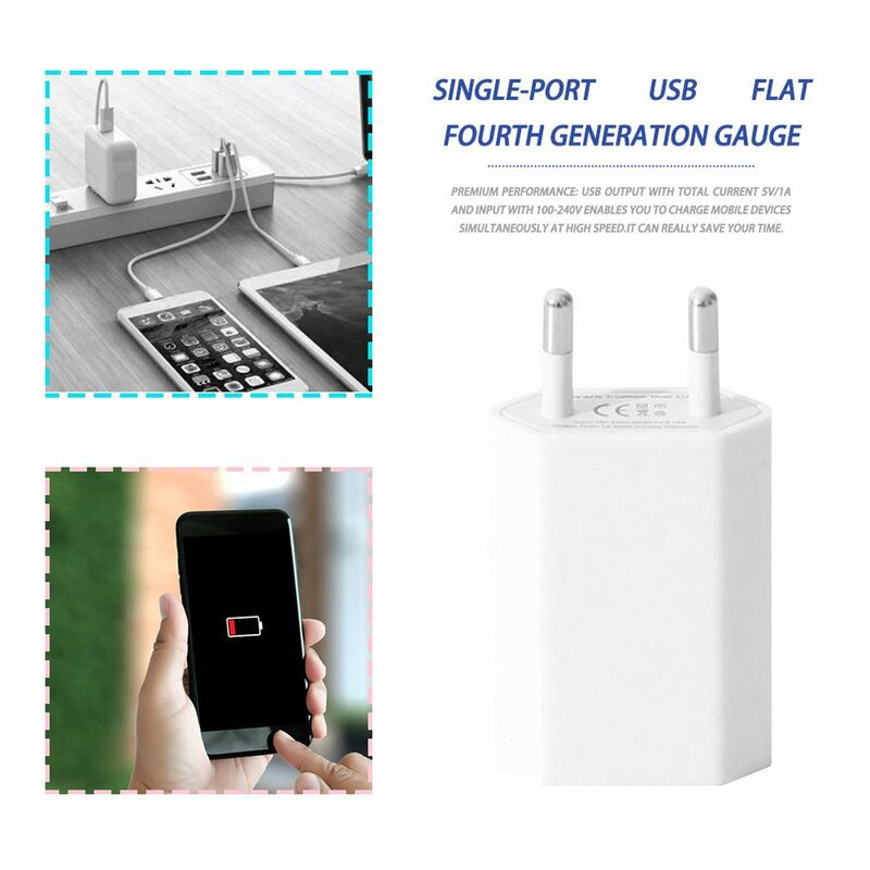 High Quality 5V 500mA 1A EU Plug USB Fast Charger Mobile Phone USB Cable Wall Travel Power Adapter Compatible For Pad Tablet
