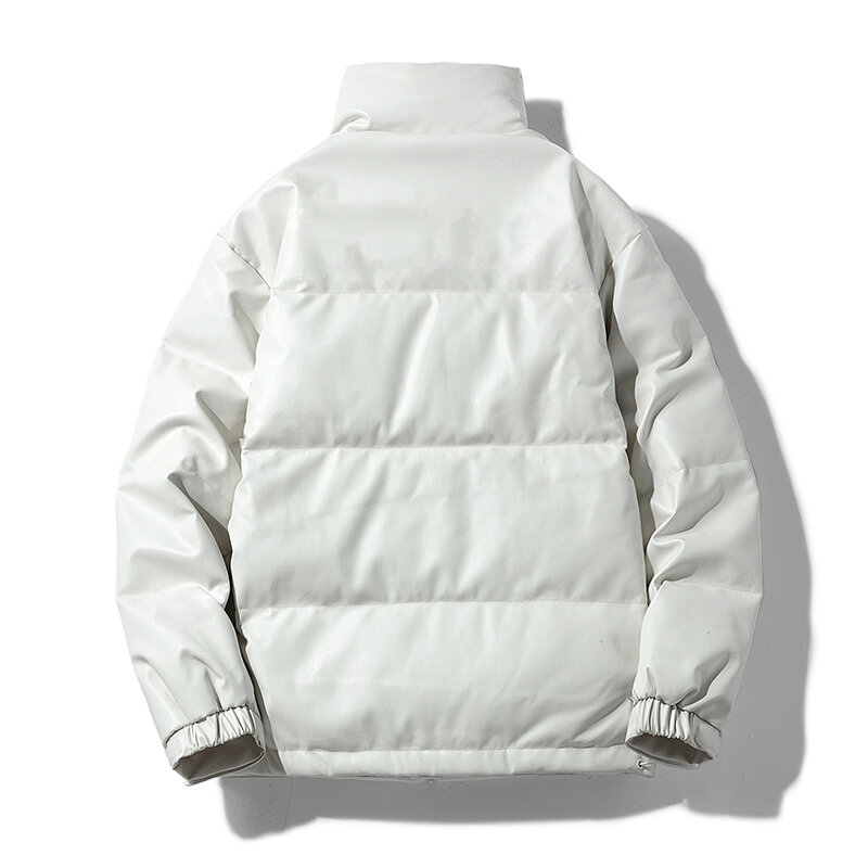 Jaket bebek putih bertudung pria, mantel tebal warna polos sederhana dan hangat musim gugur dan musim dingin 2023