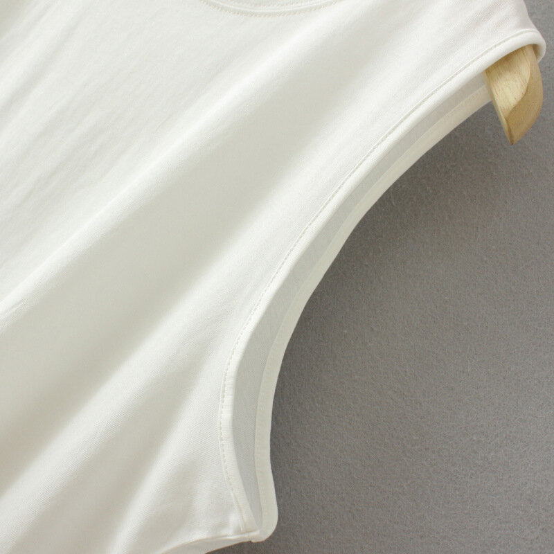 2023 letnie ubrania bluzka damska Top Plus rozmiar z okrągłym dekoltem bez rękawów bawełniana bezbarwna kamizelka odzież wierzchnia krzywa S62 F1314