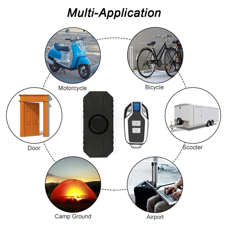 Wireless Anti-Theft การสั่นสะเทือนจักรยานกันน้ำรถจักรยานยนต์นาฬิกาปลุกรีโมทคอนโทรลไฟฟ้าจักรยาน Security Sensor 113dB