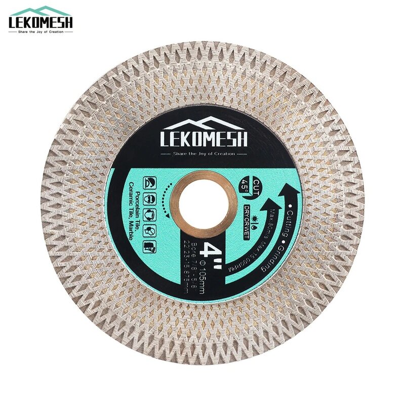 LEKOMESH 1pc Dia105mm/4'' Diamond Saw Blade Double-sided X Mesh Bore 22.23mm Tile Ceramic Marble Stone Cutting Grinding Disc