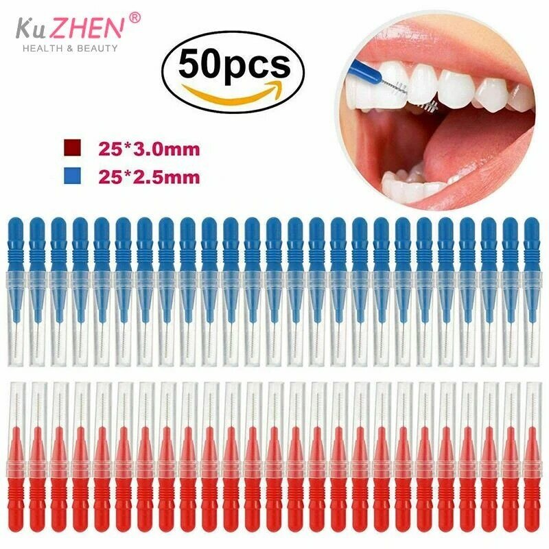 5-50 pc/caixa cabeça de fio dental escova interdental macia eco-friendly higiene oral palito dental dente picareta escova dentes limpeza dente
