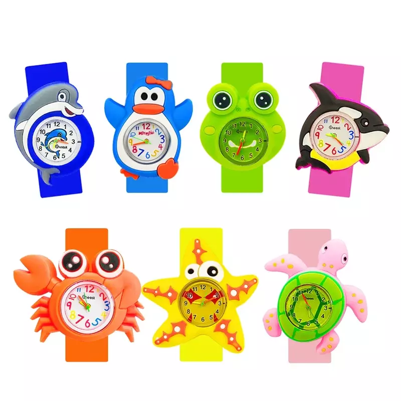 Детские часы Slap, милый пингвин, краб, черепаха, дельфин, игрушка, подарок ребенку на день рождения, часы для мальчиков и девочек