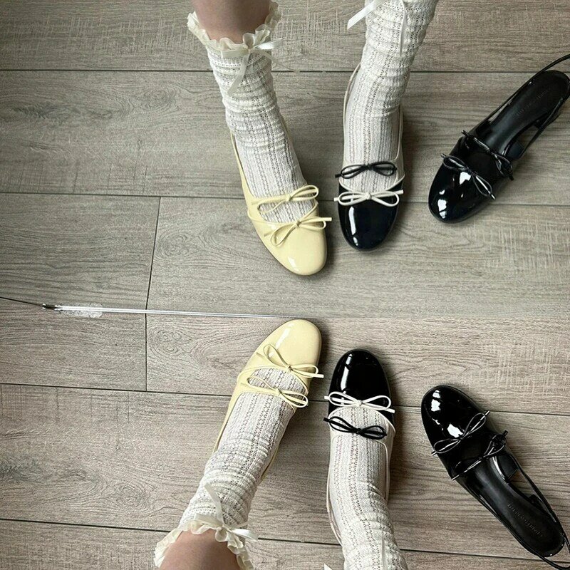 Designerskie letnie sandały damskie z odkrytymi palcami Modne eleganckie buty z węzłem motylkowym Damskie czółenka na imprezę plenerową