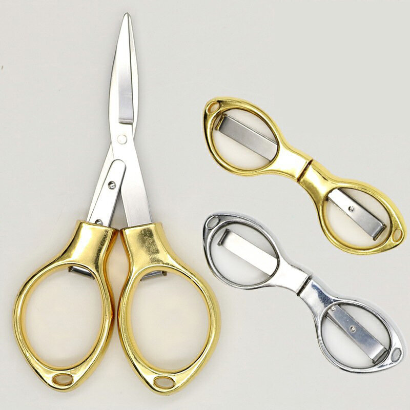 Stainless Steel Foldable Scissors 8 Words Glasses Modeling Student Stationery Office Crafts Kids DIY Supplies