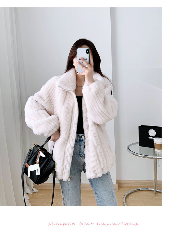 女性のための純粋なウールの毛皮のコート,ロンググレインの冬のジャケット,新しいコレクション2023