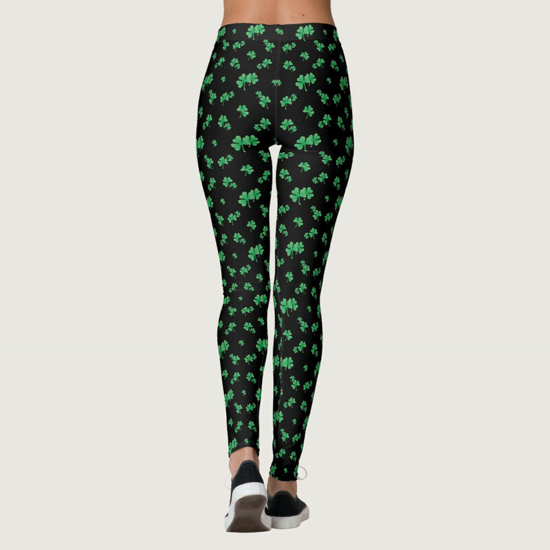 Paddystripes impressão leggings para mulheres, cães camisas, boa sorte, calças de ioga verde, pacote múltiplo, ioga