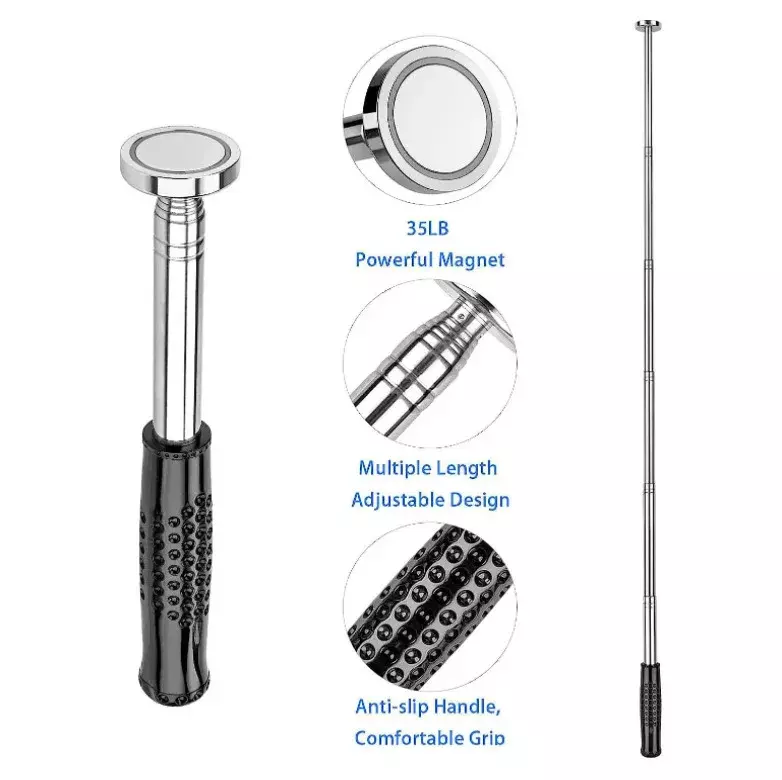 Telescopic Pickup Tool for Small Metal Tools, Screw Parts Finder Length Extends from 9" to 41"/230-1035mm 1 pc 15.88kg Magnetic