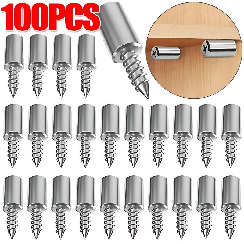 100/10PCS Self Tapping Screw Layer Plate Holder Wardrobe Septum Brackets Fixed Screw Shelf Support Pegs with Non-Slip Sleeve