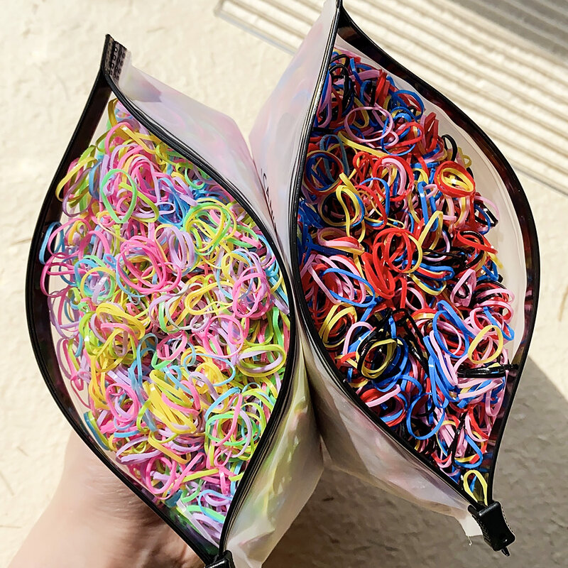 1000Pcs/bag Colorful Small Disposable Hair Bands Scrunchie Girls Elastic Rubber Band Ponytail Holder Hair Accessories Hair Ties