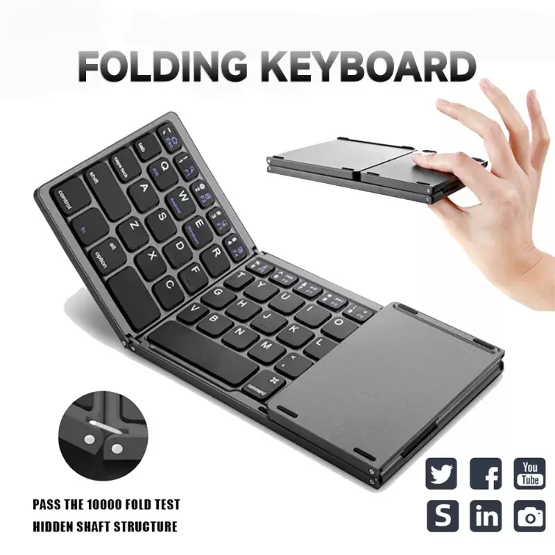 Mini clavier magnétique sans fil, Bluetooth, TouchSub, triple clavier pliant portable, Windows, Android, IOS, téléphone iPad, B033, 2024