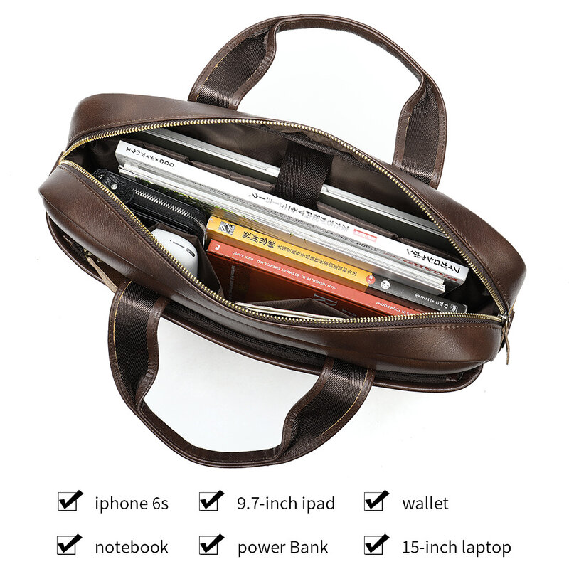 Large Briefcases for Men Luxury Laptop Bag 15.6 Inch Black Coffee Computuer Bag With Shoulder Strap Male Handbag High Fashion