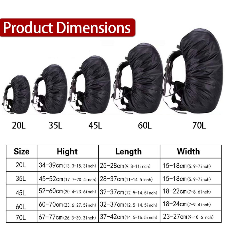 20-70L Backpack Rain Cover Phrase Letter Print Waterproof Sport Travel Bag for Rain Cover Outdoor Camping Hiking Bag Rain Cover