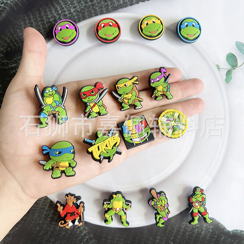 16pcs/set Ninja Turtle Cartoon Shoe Charms Shoe Buckle Decoration Children's Favorite Gifts Holiday Gifts Sandals Accessories