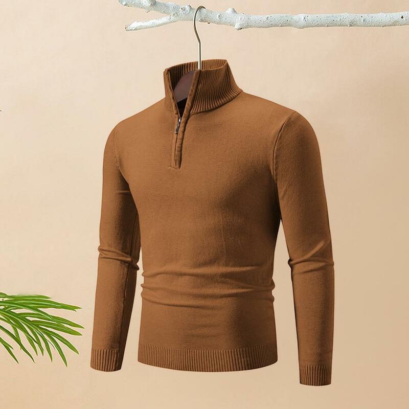 Zimowy wydłużony sweter stylowy męski wysokiej kołnierzyk na suwak sweter Slim Fit ciepły elastyczny średniej długości na co dzień na jesień/zimę
