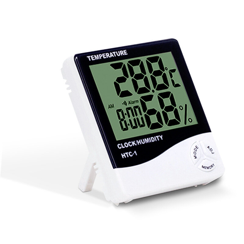 Indoor temperatura eletrônica e umidade medidor, termômetro doméstico, tela grande, HTC-1, HTC-2