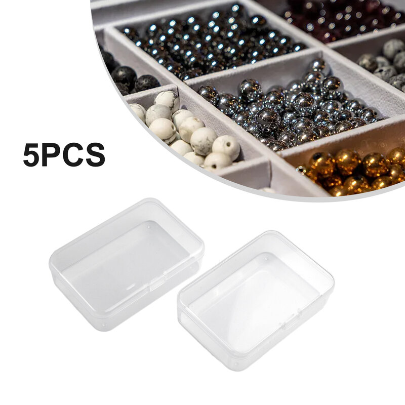 5 buah kotak plastik kartu ID perhiasan kotak penyimpan komponen kotak plastik kecil berlidded bening untuk peralatan sehari-hari