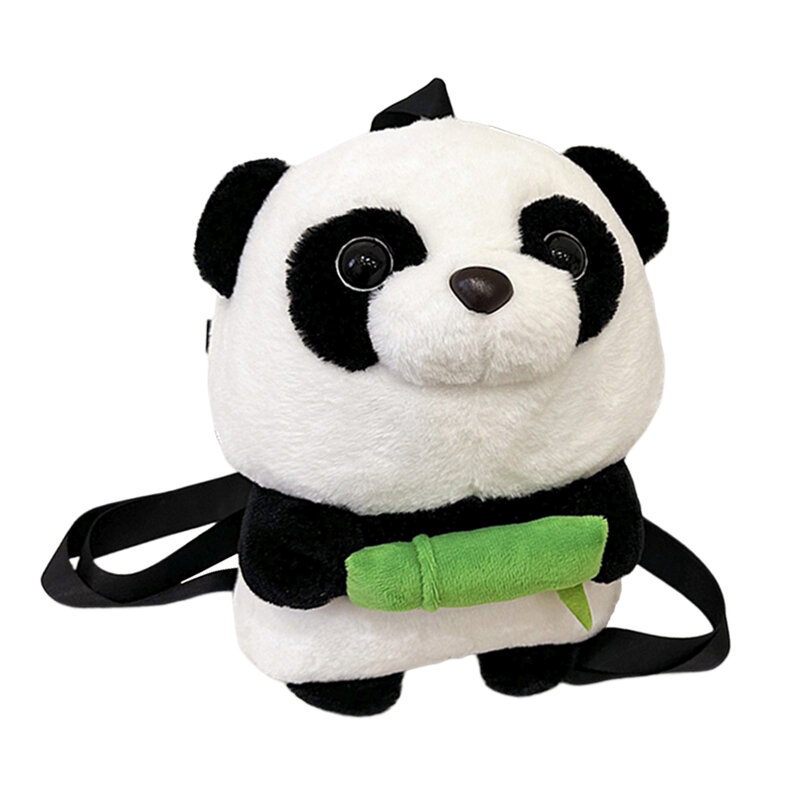 Mochila con diseño de Panda para niñas, morral informal de felpa con correa ajustable, sencillo, Kawaii, regalo de dibujos animados