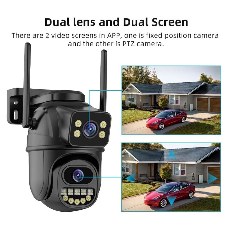 BELIA 4K 8MP WiFi Surveillance Camera, Dual Lens, 4X Digital Zoom, AI Human Detect, ONVIF, Outdoor Security PTZ IP Cameras