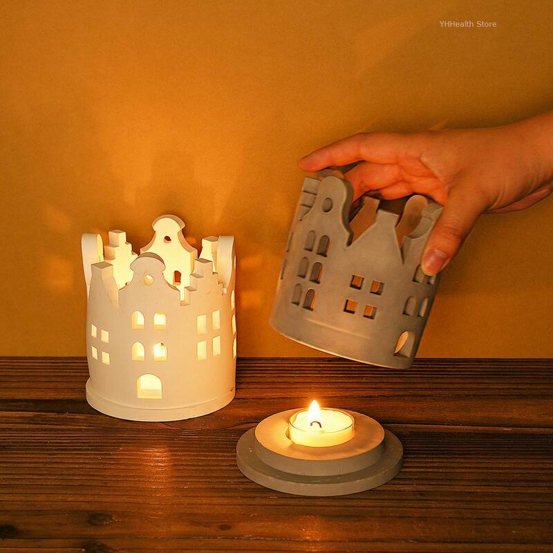 Castle House candeliere stampo in Silicone anello fai da te forma della stanza lampada a cera per tè stampo per colata vaso per gioielli in gesso artigianato fatto a mano