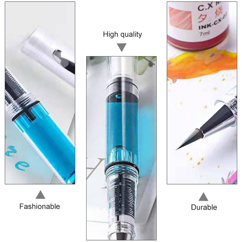 2 Pcs Pen-Type New Writing Brush Scrapbookssssss Paint Calligraphy Plastic Refillable Ink Fountain Student Piston