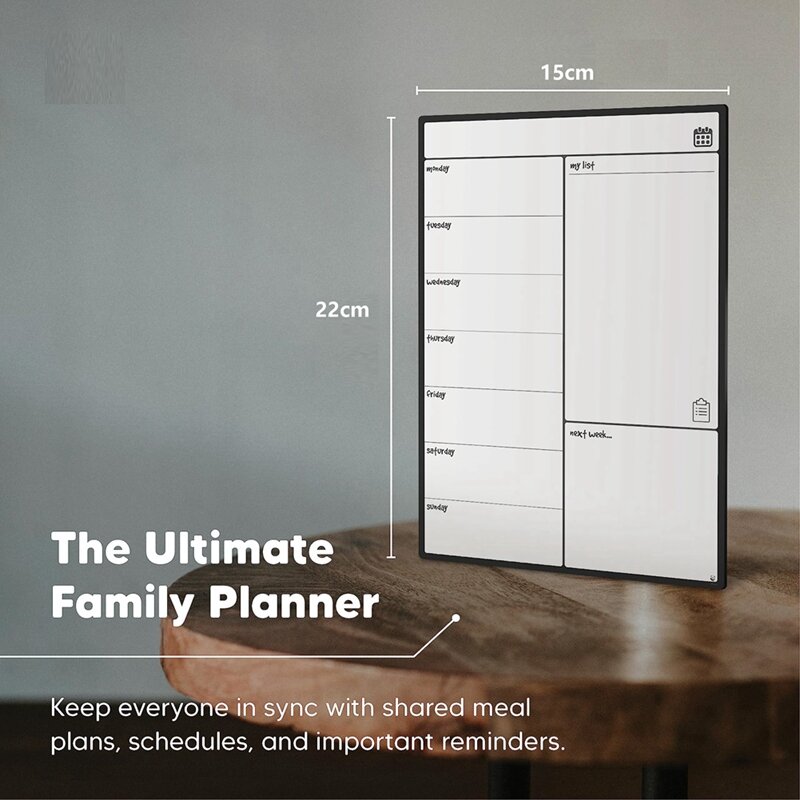 Quadro magnético para geladeira, quadro branco, memorando, planejador familiar, calendário, refeição, lista de compras, durável, planejador familiar