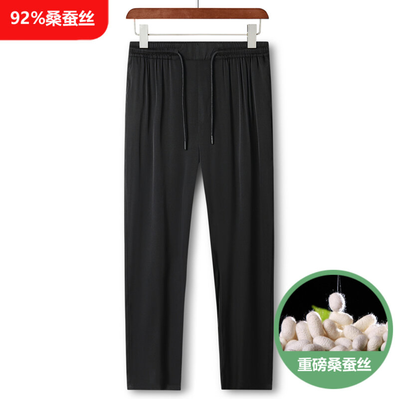 92% Tcyeek jedwab 2024 modowa spodnie typu Casual męska odzież męska proste spodnie Streetwear Pantalon Homme LM