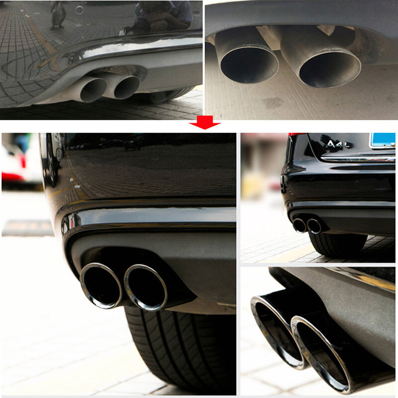 2Pcs/Set 7.6cm/2.99in Stainless Steel Car Exhaust Muffler Tip Pipes Covers for Audi A1 A3 A4 TT 2009-2015/VW Volkswagen PASSAT