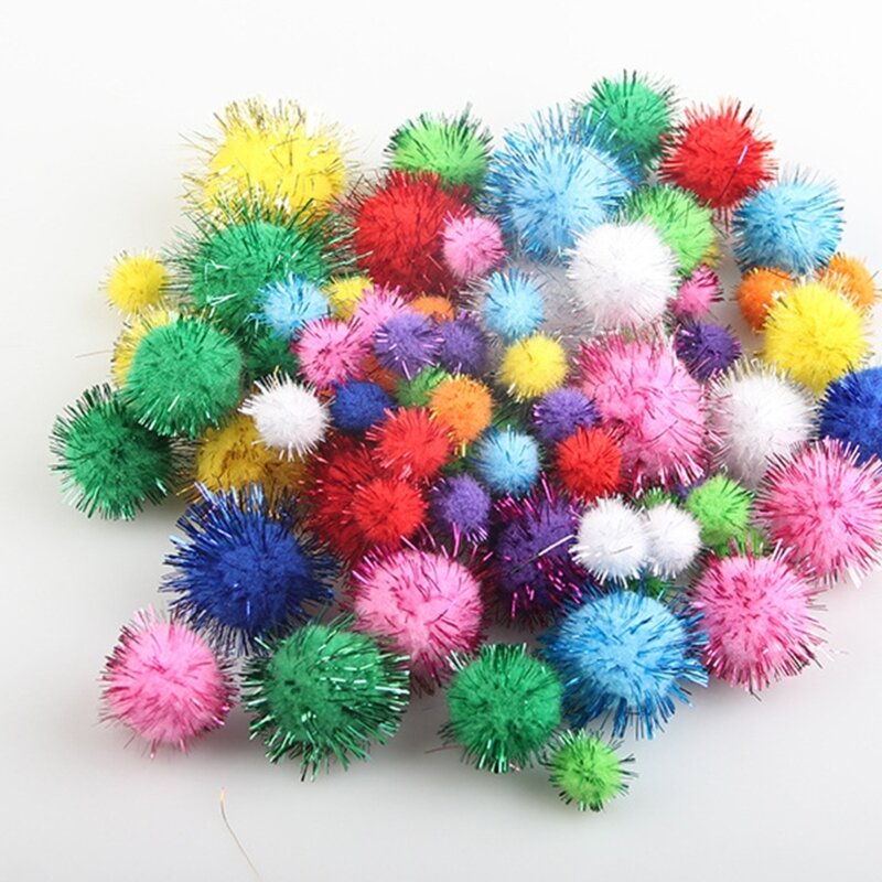 Mini appliques cheveux rembourrées en forme pompons, 100 pièces, pour bricolage, chapeau en plastique, fournitures à