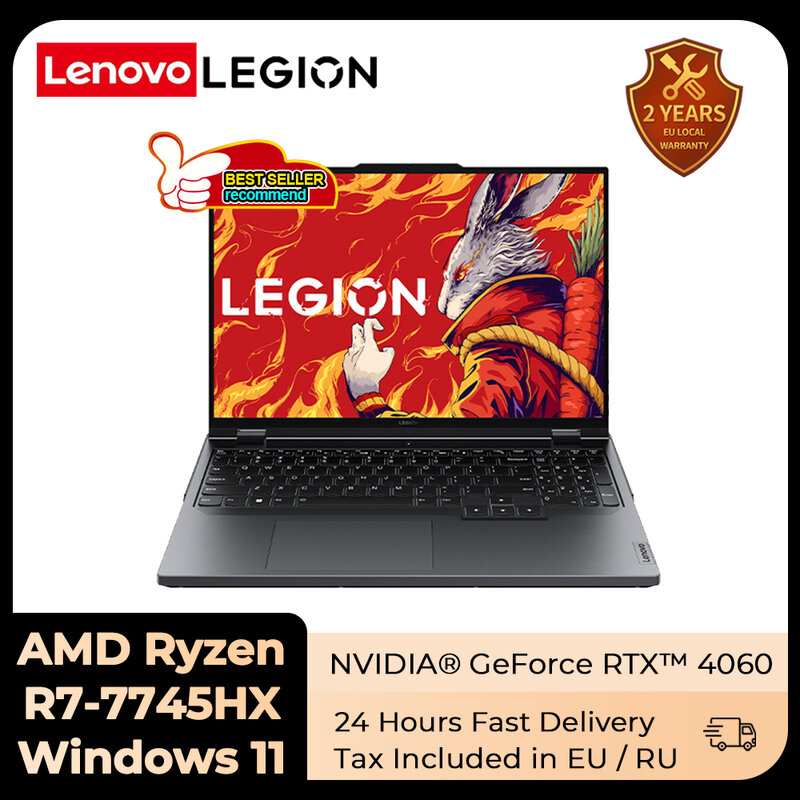 Lenovo Legion Laptop Gaming R9000P, Notebook Game Esports 7 7745HX RTX4060 16G/32G RAM 1T/2T SSD 16 inci 2.5K 240Hz 2023