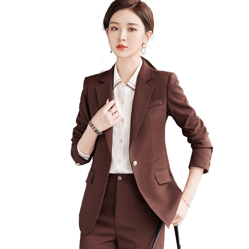 Осенне-зимний деловой костюм с длинным рукавом изящный и Модный деловой костюм куртка деловой менеджер рабочая одежда для женщин